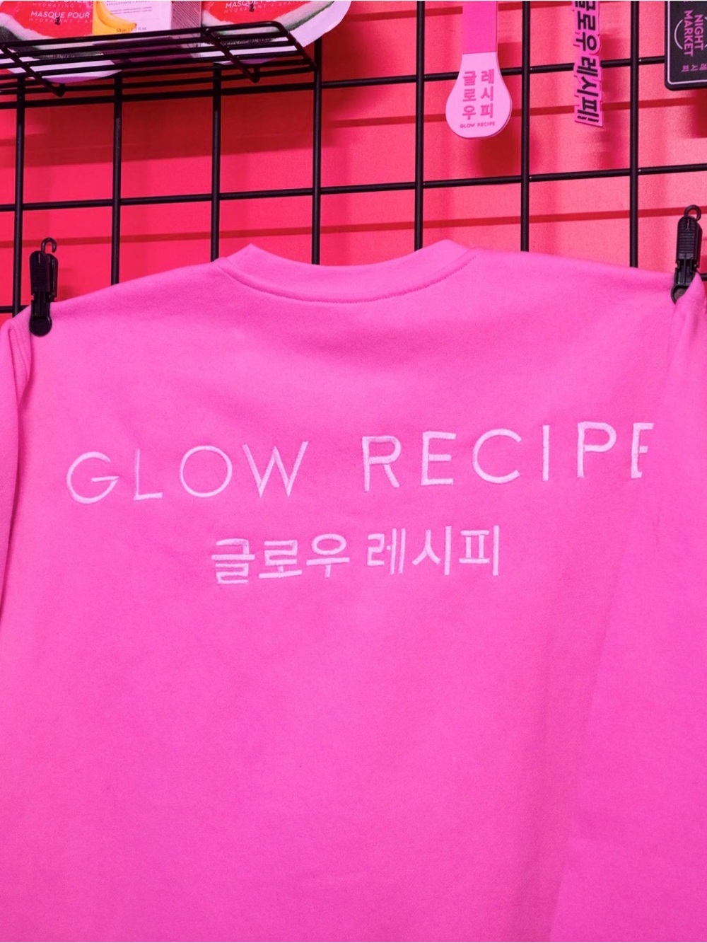 NWT Glow Recipe Pink Logo Crewneck Sweatshirt Night Market Anniversary tops